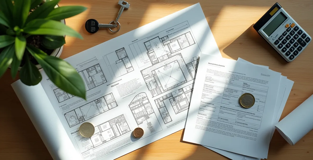 Documents administratifs pour une demande d'aides à la rénovation énergétique posés sur un bureau
