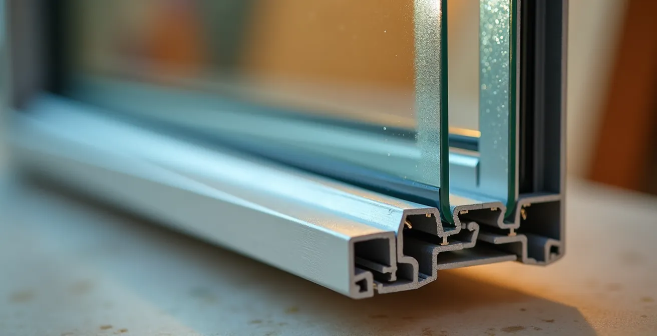 Coupe technique d'un double vitrage VIR avec lame d'argon