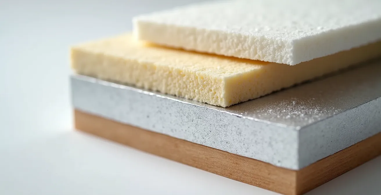 Vue macro de l'isolation thermique haute performance d'une maison RE 2020