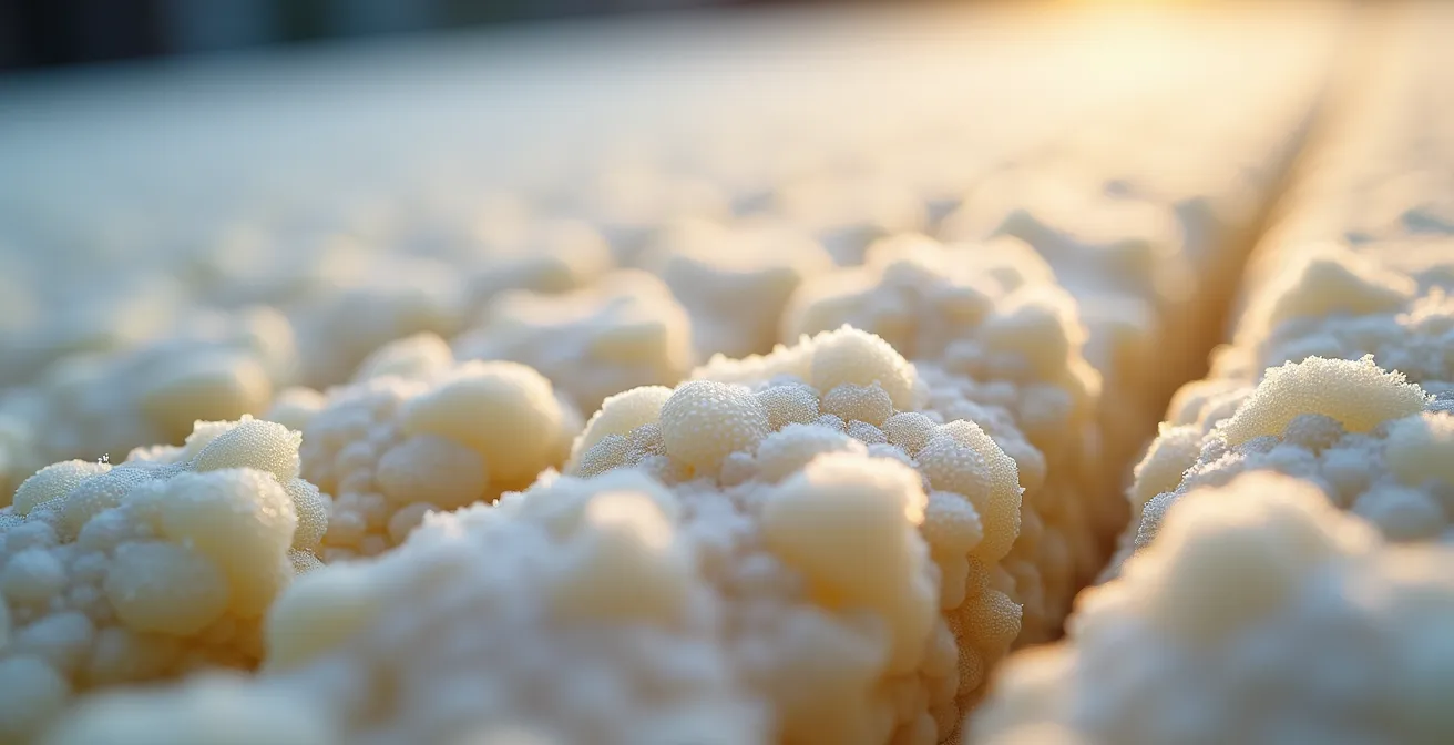 Texture détaillée de matériau isolant thermique en laine minérale