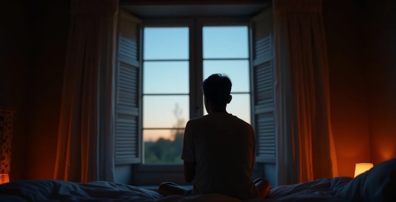 Intérieur de maison avec ventilation naturelle nocturne et brise-soleil