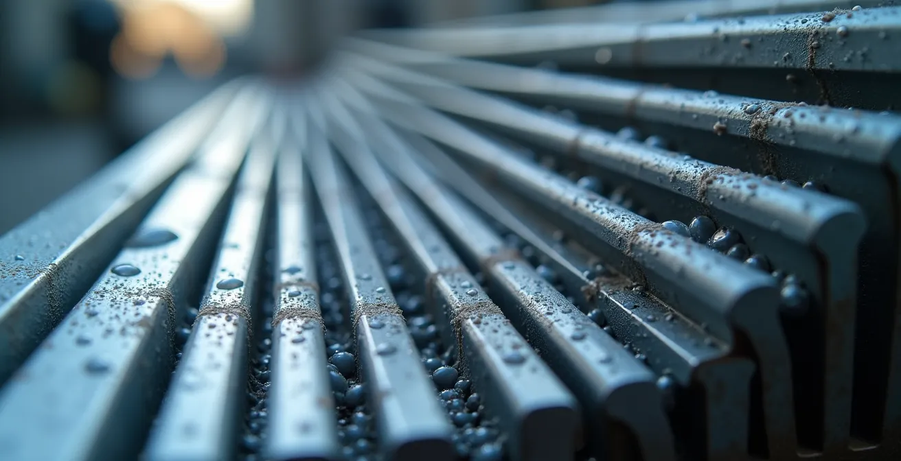 Système de VMC double flux avec échangeur thermique visible dans les combles d'une maison